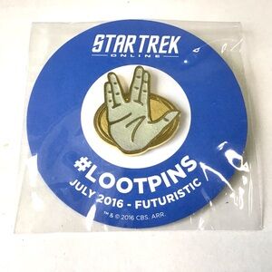 Loot Crate Lootpins Star Trek Futuristic New Pin July 2016 Vulcan Hand Salute